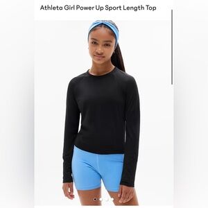 Athleta Girl Power Up Sport Length Long Sleeve Black
